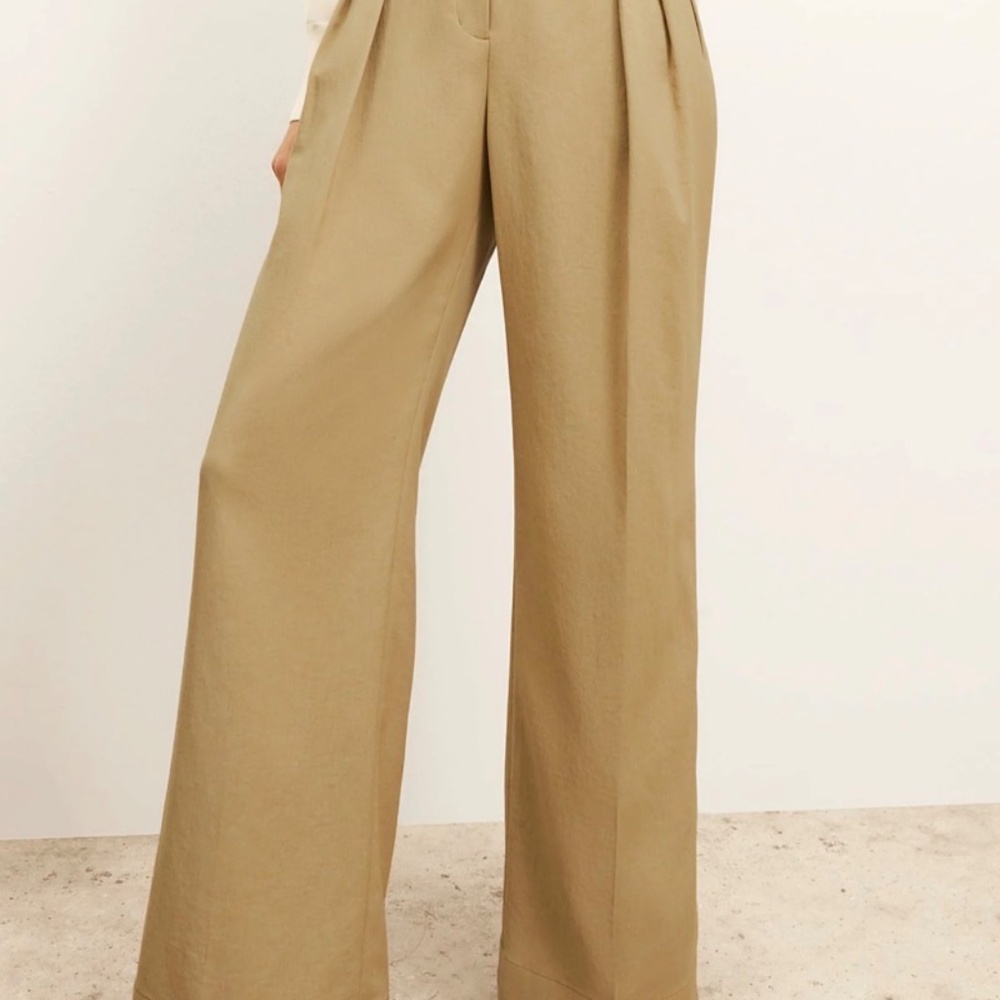 MM Lafleur Pleated Wide-Leg Trousers in Camel - Picture 3 of 8
